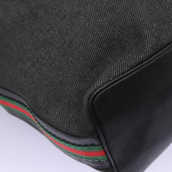 GUCCI Web Sherry Line Shoulder Bag Denim Black Red Green - Picture 12 of 16